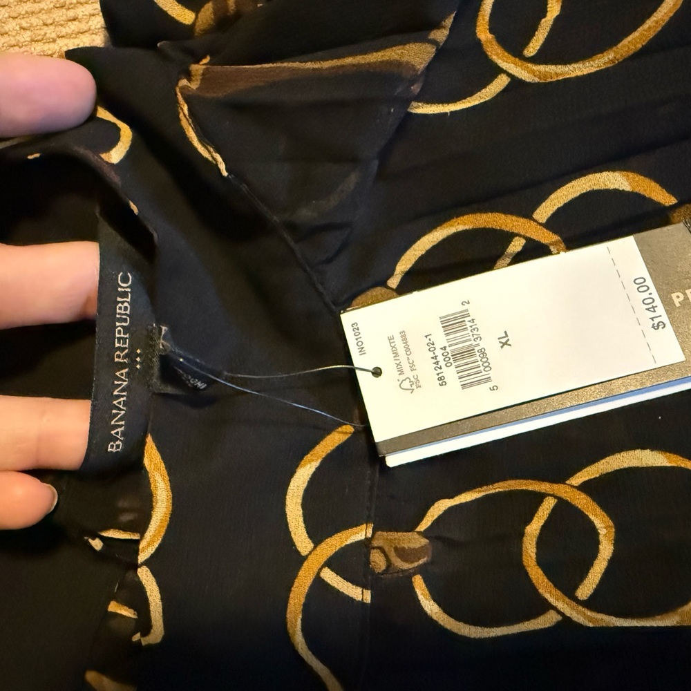 NWT Banana Republic Black and Gold Chain Maxi Dress XL - Picture 4 of 7